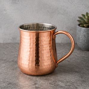 <b>Copper</b> <b>Mug</b> With Hammered Finish Handle Minimalist Home Drinkware Eco Friendly Insulated Cocktail Cup with Solid <b>Copper</b> Handle - Product Image 2