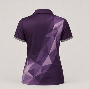 Custom Deep <b>Purple</b> Faceted Polygon Womens <b>Polo</b> <b>Shirt</b> Quick Dry Breathable Short Sleeve Golf Team Uniform WPS-0854 - Product Image 2