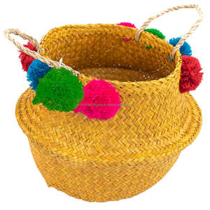 Cesta plegable para el vientre de algas marinas naturales para almacenamiento de ropa, decoración Bohemia, organizador hecho a mano con tapa, respetuoso con el medio ambiente y duradero - Product Image 4