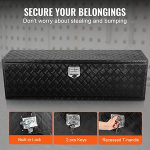 Cassetta Portautensili in Alluminio Rinforzato 152x43x46 cm per Sottoscocca Camion, con Piastra Diamantata, Serratura e Chiavi, Impermeabile, per Pickup - Product Image 6