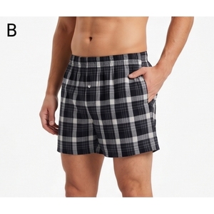 Calzoncillos bóxer a cuadros para hombre, de cintura media, con cierre de botón frontal, tela transpirable, logotipo personalizado, ajuste cómodo - Product Image 2