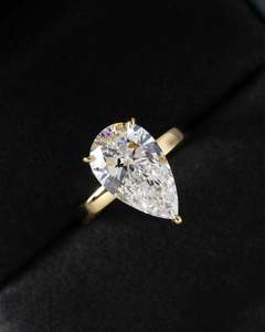 Luxury Women 925 Sterling Silver Pear Cut Ring Engagement Wedding Iced Out Diamond Rings Jewelry Wholesale - Product Image 6