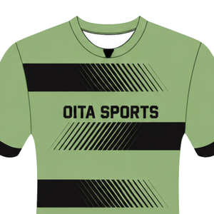 Camiseta de Rugby Verde Salvia y Negra, Manga Corta, Cuello Redondo, Rayas, Uniforme de Equipo Personalizado, Transpirable, para Entrenamiento Deportivo - Product Image 3