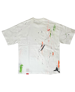 T-shirt blanc à manches courtes pour homme 2026 High Street, motif éclaboussures peint à la main, coupe classique, décontracté, 100 % coton jersey, col rond - Product Image 2