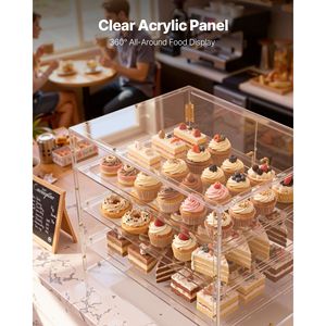 Espositore Commerciale a 4 Livelli per Pasticceria, Vetrina Trasparente in Acrilico da Banco per Pasticcini e Pane, per Cucina e Feste - Product Image 3