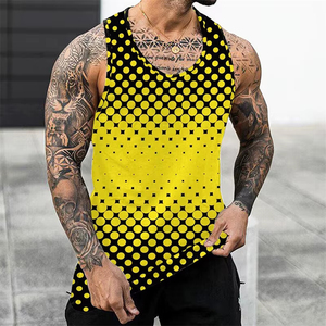 Débardeur Homme Nouvelle Mode Imprimé Rayé Gilet Unisexe Fitness Débardeur Homme Sans Manches Sous-vêtement Amusant Noir et Blanc Logo Personnalisé - Product Image 3