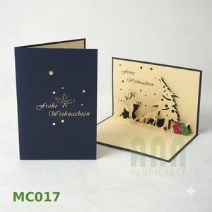 Cartes de vœux 3D personnalisées ANN HANDICRAFT en papier, design pop-up, découpe laser numérique, gaufrées, faites à la main, finition mate pour Noël - Product Image 1