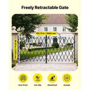 Cancello di Sicurezza Pieghevole Doppio Personalizzabile con Cancello a Forbice Bloccabile e Ruote Girevoli a 360° - Barriera Retrattile in Acciaio per Esterni - Product Image 2