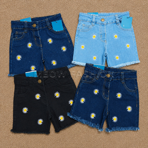 Girls Embroidered Denim Shorts Assorted Design Stock Apparels Kids Clothing Tshirts Casual Summer Wear Bangladesh Stock Apparels - Product Image 5