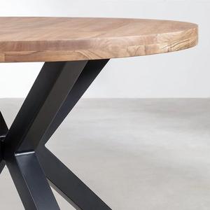 Vandana Hexa Vertex <b>Round</b> Wooden <b>Dining</b> <b>Table</b> 4-Seater (<b>Solid</b> <b>Wood</b>) - Product Image 4