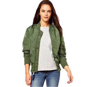 Latest Small Polyester <b>Canvas</b> Winter Breathable Eco-Friendly Front Outdoor Women's Zipper Bomber Jackets | Women's Fashion - Product Image 5