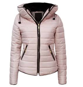 Veste matelassée noire en PU pour femme, col montant, fermeture éclair, coupe-vent, ajustée, style décontracté, couleur unie, pour l'hiver - Product Image 5