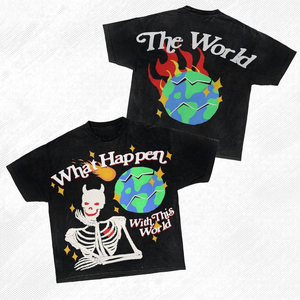 T-shirts graphiques vintage imprimés sur mesure en molleton 100 % coton biologique pour hommes, coupe ample, style streetwear, écologiques, vente en gros 2026 - Product Image 5