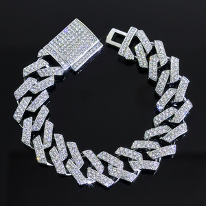 Bracelet gourmette cubaine de luxe en argent 925 plaqué argent avec moissanite, certifié GRA, coupe brillante, unisexe, pour soirée - Product Image 2