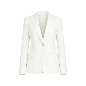 Blazer beige de mujer, de lana peinada, tejido liso, con un solo botón, para oficina, negocios, traje formal, chaqueta ajustada, ropa de trabajo, abrigo, para hermandades. - Product Image 1