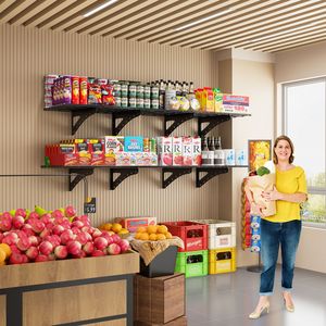 Scaffale a Muro Resistente 24*48 Pollici, Nero, per Supermercato e Garage, Confezione da 2 Pezzi - Product Image 6