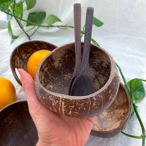 Ensemble de vaisselle classique vietnamien en noix de coco, cuillère écologique pour servir la soupe et les nouilles, fabricant direct, prix de gros, personnalisable - Product Image 1