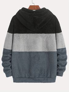 เสื้อฮู้ดดี้ผู้ชายแบบมีกระเป๋าจิงโจ้ สีดำ เทา และขาว  ผ้าเชอร์ปา  รับผลิตแบบ OEM ODM ขายส่งเสื้อผ้า - Product Image 6