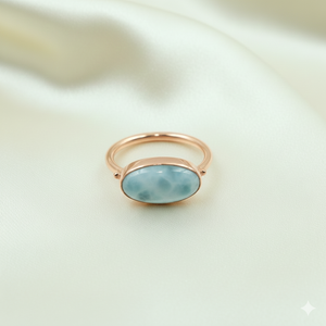 <b>Top</b> quality Blue Larimar Gemstone Ring 925 Sterling Silver <b>Rose</b> Gold Yellow Gold Plated Handmade Statement Oval Ring Jewelry her - Product Image 4