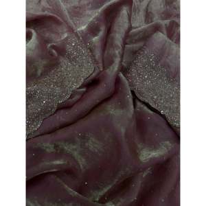 Sari de organza sin coser hecho a mano por Nice Creation Designer para fiestas con trabajo de diamantes Jarkhan - Product Image 5