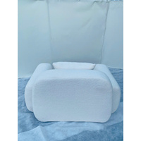 Fauteuil U contemporain à une place, structure en bois d'ingénierie, revêtement en bouclette, rembourrage en mousse haute densité pour chambre d'hôtes