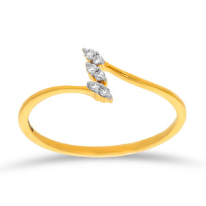 Bague en or pour femme sertie de diamants en forme de feuille, bague ouverte avec diamant taille ronde, bijou de fiançailles ajustable 0,35 ct - Product Image 1