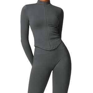 Women Yoga <b>Jacket</b> Long Sleeve Stretch Breathable Quick Dry Running <b>Workout</b> Top Slim Fit Yoga Shirts - Product Image 6