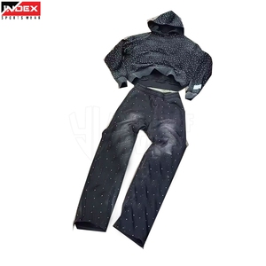 Oem Rhinestone Sweat Suit Men USA Custom Logo Tracksuit Hoodie and <b>Pants</b> Set High End Fashion Gym Wear - Product Image 1