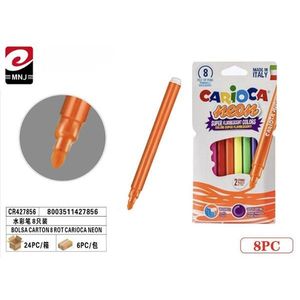 Set di 8 Pennarelli Acquerellabili Carioca Neon, Colori Super Fluorescenti, Materiali Artistici - Product Image 1