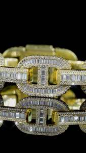 Custom 16mm Lab Grown Mariner <b>Bracelet</b> 925 <b>Silver</b> Baguette Diamond Iced Out Hip Hop Cuban Style Yellow Gold Factory Supply - Product Image 5