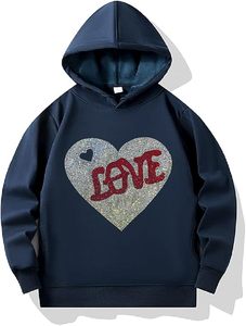 Sweat-shirt à capuche unisexe noir avec motif cœur en strass, vêtement décontracté d'automne, coupe classique, pull en tricot - Product Image 2