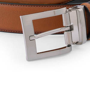 Cinturón Formal de Cuero Genuino para Hombre, Color Marrón, Hebilla de Cobre Rectangular, Diseño Sólido y Duradero - Product Image 5