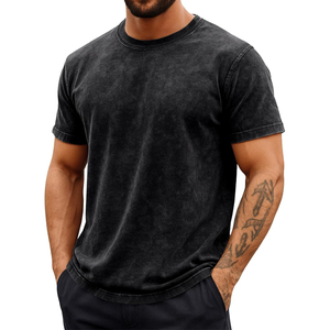 T-shirt Homme Unique Délavé à l'Acide, Coupe Ample, Manches Courtes, Motif Estompé, Style Audacieux - Product Image 1