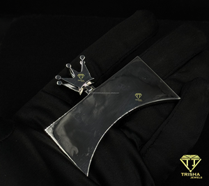 Colgante con letra SMITH personalizado, estilo corona, diamante cultivado en laboratorio, plata de ley 925, cadena de lujo estilo hip hop de Trisha Jewels - Product Image 6