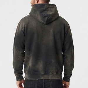 Sweat-shirt à capuche oversize pour homme, en molleton de coton, avec logo personnalisé, effet dégradé, style décontracté pour l'automne, avec poches, coupe classique - Product Image 2