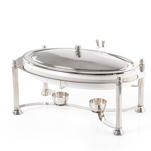 Plat de service ovale de luxe en acier inoxydable avec couvercle rabattable et plateau métallique pour buffet, idéal pour les hôtels, mariages, réceptions et services de traiteur - Product Image 3