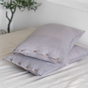 French Linen Pillowcase 100% Linen Bedding set Modern style soft durable breathable button closure plain dyed OEM ODM - Product Image 2