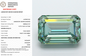 Crownlite Jewels - Diamante Cultivado en Laboratorio, Corte Esmeralda, 10.02 ct, Verde Intenso, VS2, Certificado IGI - Product Image 5