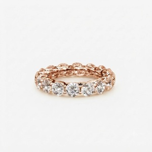 Bague de mariage en or massif 9K 10K 14K 18K avec diamant de laboratoire taille ronde, pureté DEF VS VVS, sertissage éternité, certificat IGI - Product Image 2