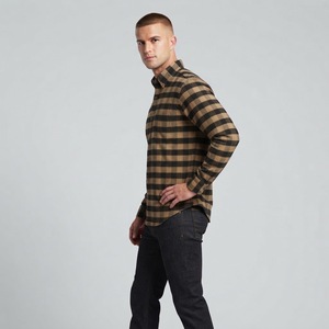 Camisa de Franela a Cuadros para Hombre, Manga Larga, Cuello con Botones, Camisa Informal de Algodón a Cuadros, Ropa de Otoño - Product Image 3