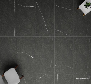 Carreaux de porcelaine premium Unique Babylon Charcoal |   Esthétique de la pierre de charbon profond |   Tapis de salle de bain antidérapant de luxe pour hôtel et salon - Product Image 6