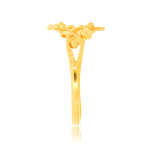 Elegant Double Flower Gold Plated <b>Adjustable</b> <b>Ring</b> for Women Nature Inspired Floral Vine Open Finger <b>Ring</b> - Product Image 3