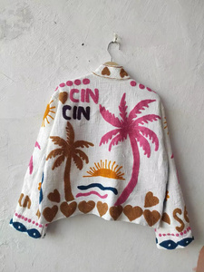 Chaqueta Bomber Suzani Estampada Artesanal, Venta al Por Mayor, Estilo Bohemio, Algodón, Corte Regular, Unisex, Transpirable, para Todas las Temporadas - Product Image 2