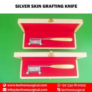 Couteau à greffer en peau d'argent à manche plaqué or de 190mm - Product Image 3