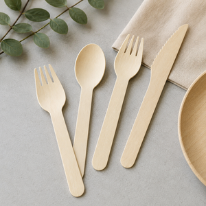 Ensemble de couverts en bois jetables, couteau, fourchette, cuillère, écologiques, biodégradables, recyclables, adaptés aux aliments, pour les voyages - Product Image 4