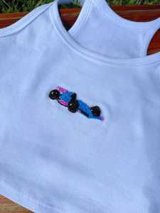 Top de sujetador acolchado con lentejuelas brillantes y cuentas para mujer, estilo micro brasileño con escote en V, encaje, talla grande, para discoteca y danza del vientre - Product Image 6