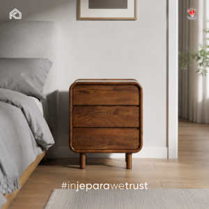 Custom Handmade Solid Wood 3-Drawer Modern Nightstand Premium for Hospitality Hotel Villa Residential Project - Product Image 1