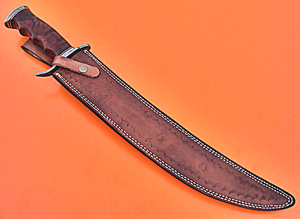 Couteau de combat Bowie à lame fixe en acier Damas, fait main, OEM/ODM, DIY, à pointe tombante, manche en bois, bord droit, 21 pouces, pour le camping - Product Image 5