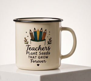 Wholesale Retro Style Iron Enamel Coffee Mug Camping Teacup Featuring <b>Teacher</b> Appreciation And Pencils Art Design Portable Light - Product Image 4