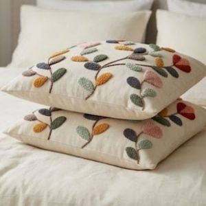 Meilleur prix, fabricant indien, housse de coussin carrée brodée avec motif végétal, style bohème, coton et lin, décoration d'intérieur - Product Image 5